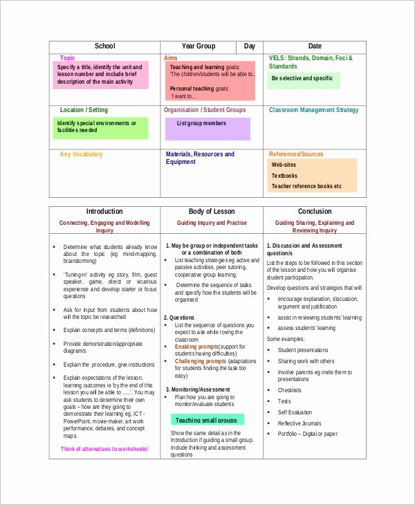 Teacher Lesson Plans Template Elegant Sample Lesson Plan format 8 Examples In Word Pdf