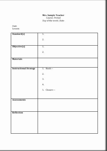 Teacher Lesson Plans Template Inspirational Printable Lesson Plan Template for Teachers