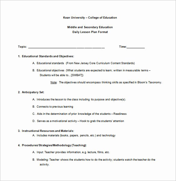 Teachers College Lesson Plan Template Best Of Teacher Lesson Plan Template 8 Free Sample Example