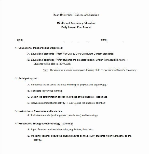 Teachers College Lesson Plan Template Best Of Teacher Lesson Plan Template 8 Free Sample Example