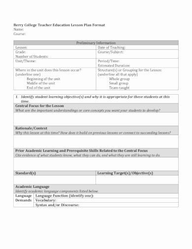 Teachers College Lesson Plan Template Fresh Free 10 College Lesson Plan Examples &amp; Templates