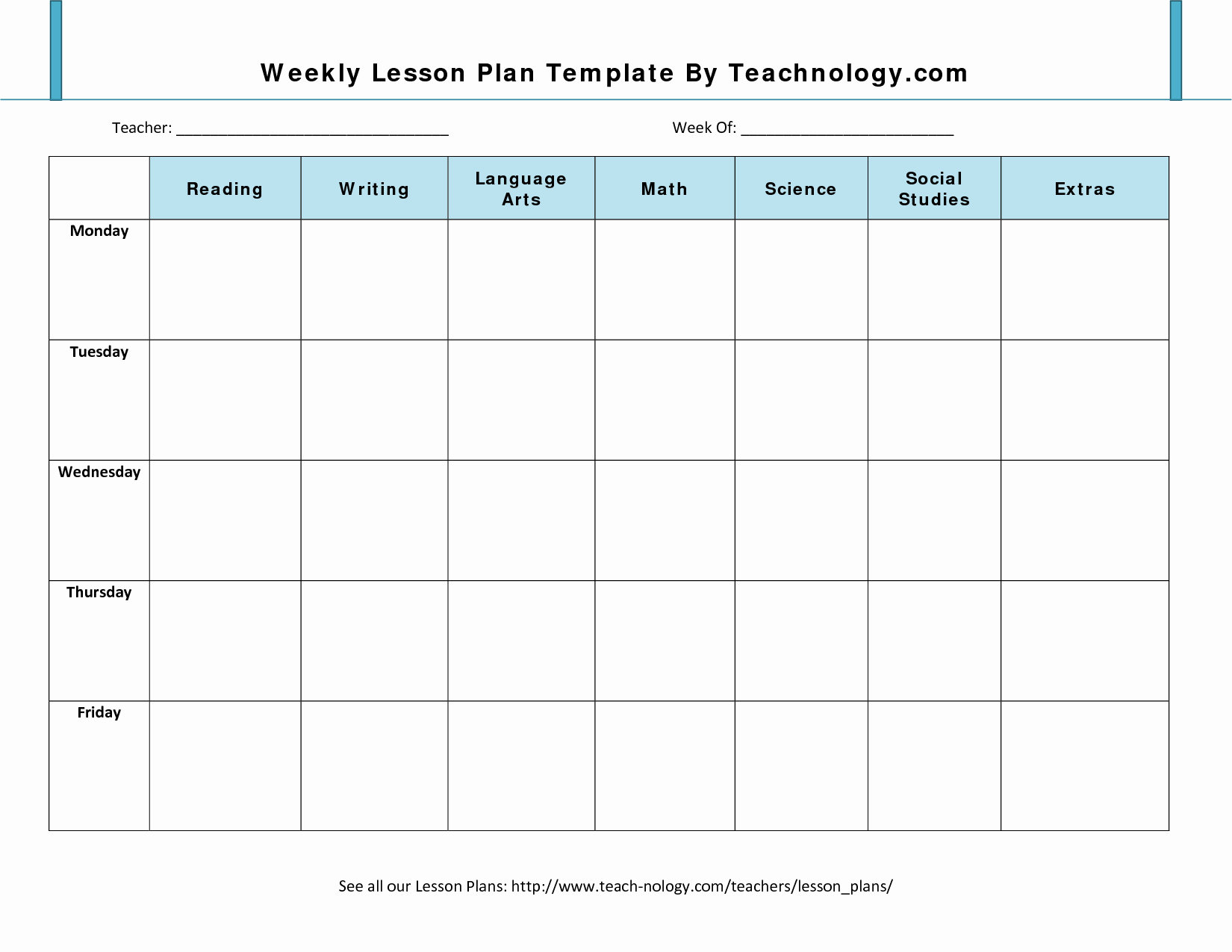 Teachers College Lesson Plan Template Fresh Lesson Plan format 7 Weekly Lesson Plan Template for