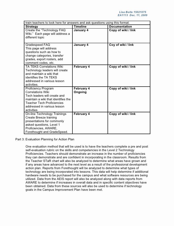 Teaching Action Plan Template Awesome Professional Development Action Plan