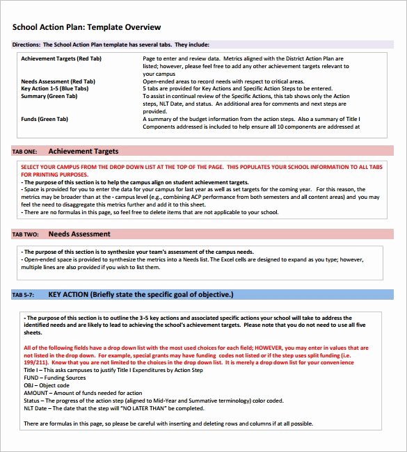 Teaching Action Plan Template Beautiful 7 School Action Plan Templates Word Excel Pdf