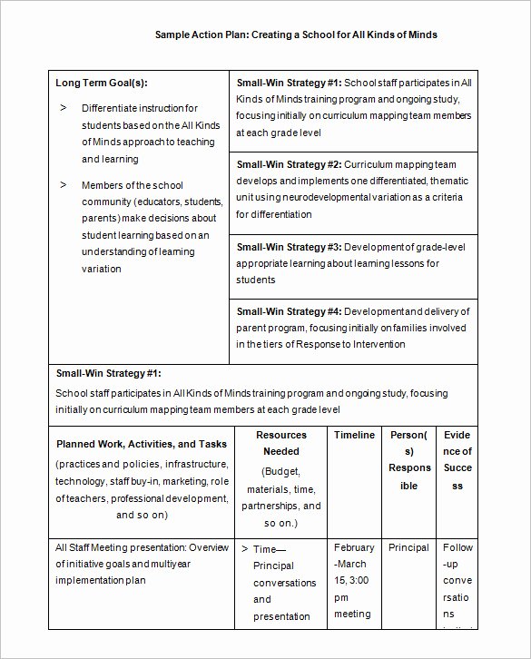 Teaching Action Plan Template Fresh 7 School Action Plan Templates Word Excel Pdf