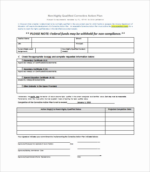 Teaching Action Plan Template Luxury Corrective Action Plan Template 22 Free Word Excel