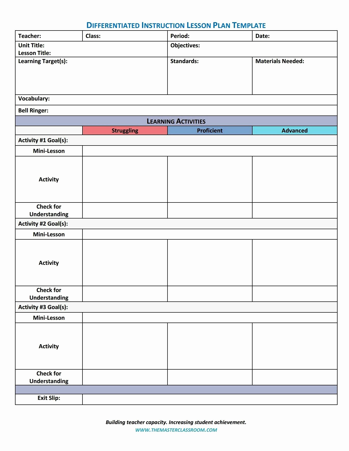 Teaching Strategies Lesson Plan Template Awesome Differentiated Instruction Lesson Plan Template Freebie