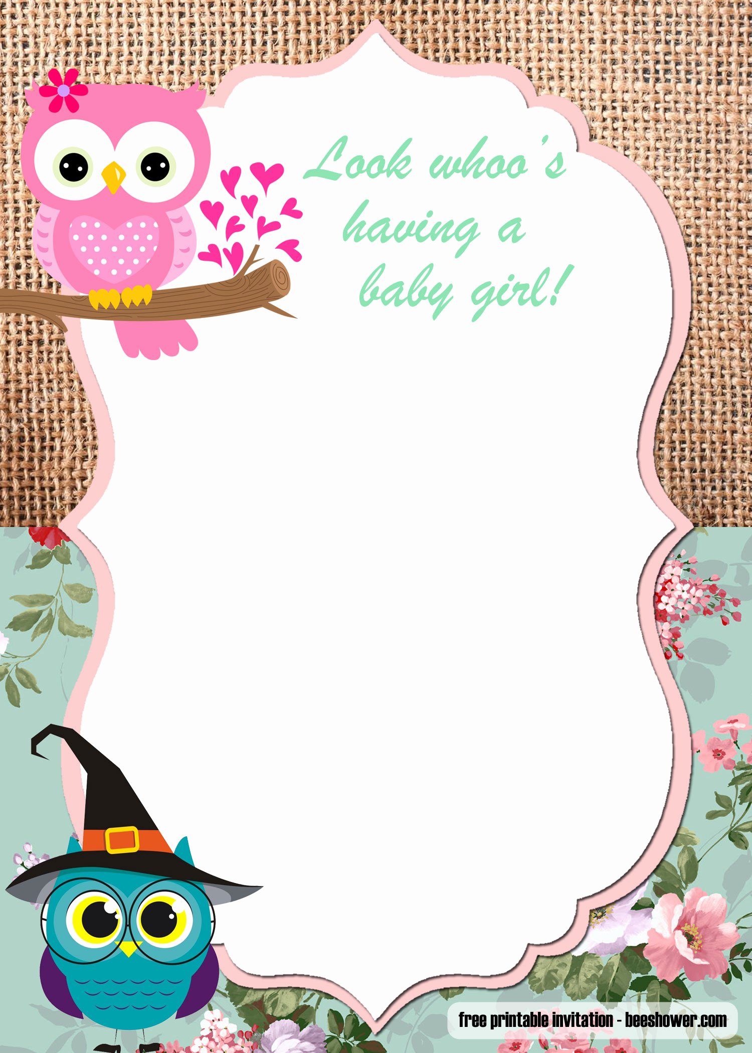 free printable owl baby shower invitations templates