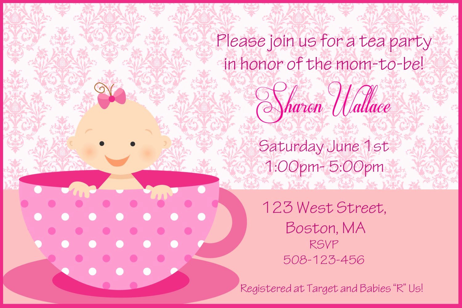 Template for Baby Shower Invitation Fresh Tea Party Baby Shower Invitations