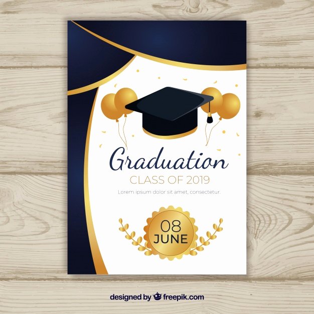 Template for Graduation Invitation Lovely Graduation Invitation Template with Flat Design Vector