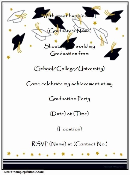 Template for Graduation Invitation Lovely Graduation Party Invitations