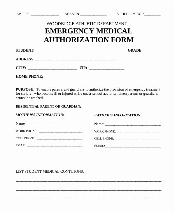 Template for Medical Release form Fresh 10 Printable Medical Authorization forms Pdf Doc