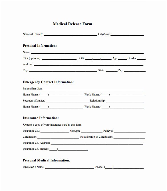 Template for Medical Release form Fresh Sample Medical Release form 10 Free Documents In Pdf Word