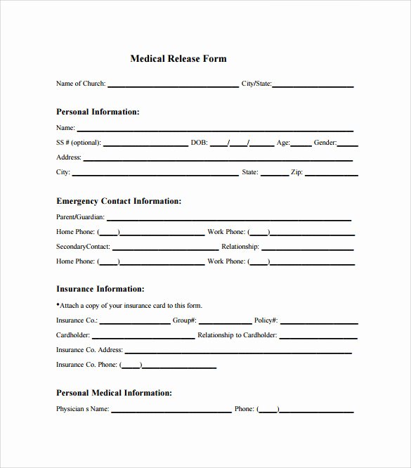 Template for Medical Release form Fresh Sample Medical Release form 10 Free Documents In Pdf Word