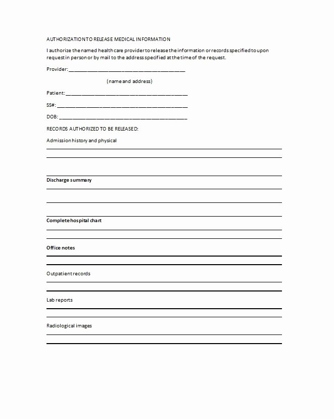Template for Medical Release form Luxury 30 Medical Release form Templates Free Template Downloads