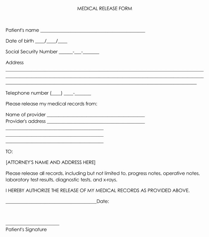 Template for Medical Release form New 20 Samples Of Medical Records Release &amp; Authorization forms