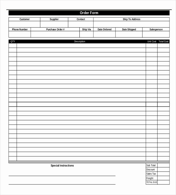 Template for order form Fresh 33 Free order form Templates &amp; Samples In Word Excel formats