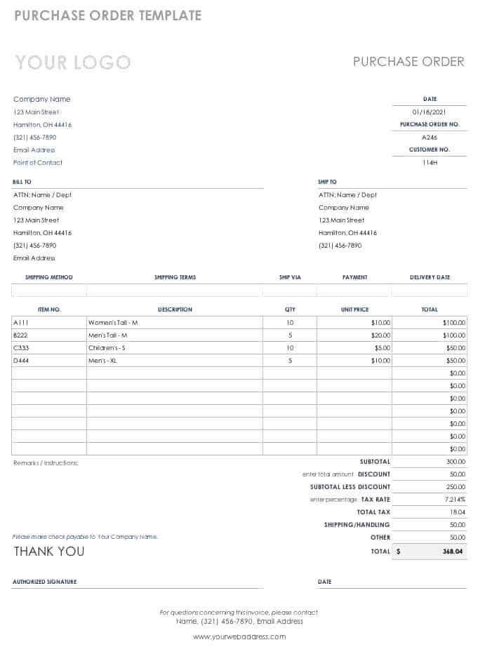 Template for order form Inspirational Free Purchase order Templates