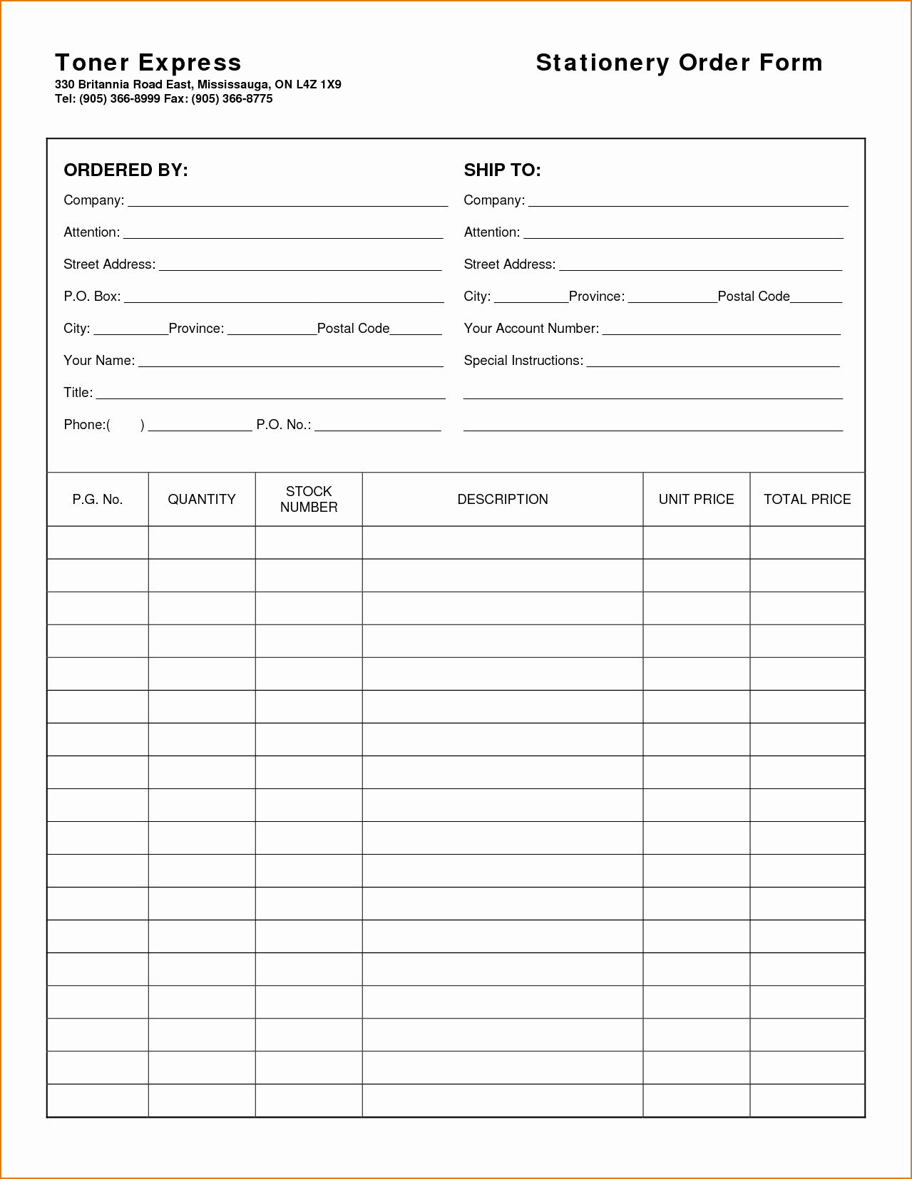 Template for order form New 5 order form Template Excel