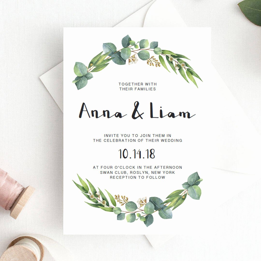 Template for Wedding Invitations Lovely Green Wedding Invitation Template Download Green Leaf Wedding