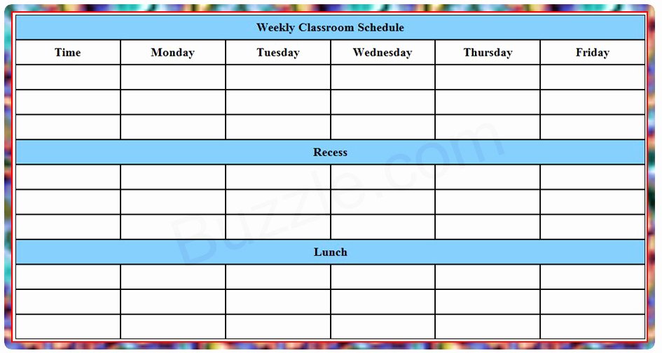 Template for Weekly Schedule Awesome Printable Weekly Class Schedule Template