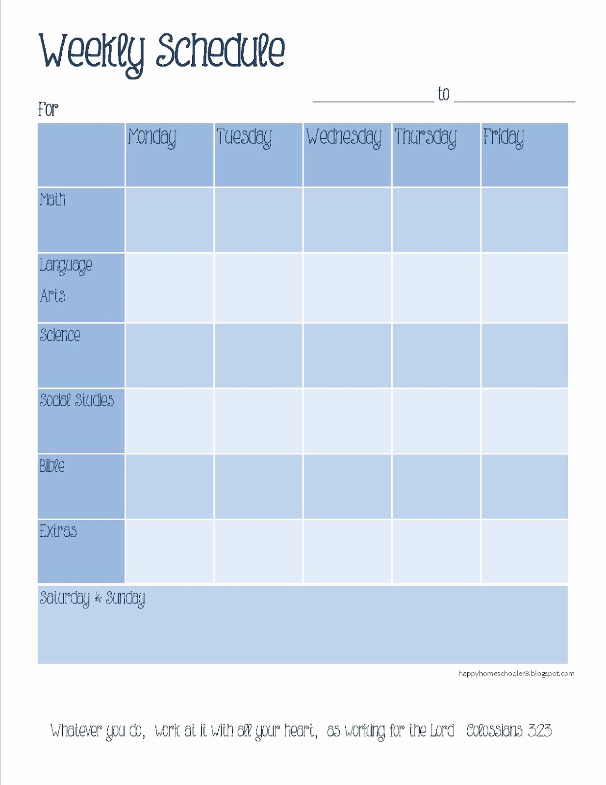 Template for Weekly Schedule Awesome the Happy Homeschooler Our Homeschool Planner A Free