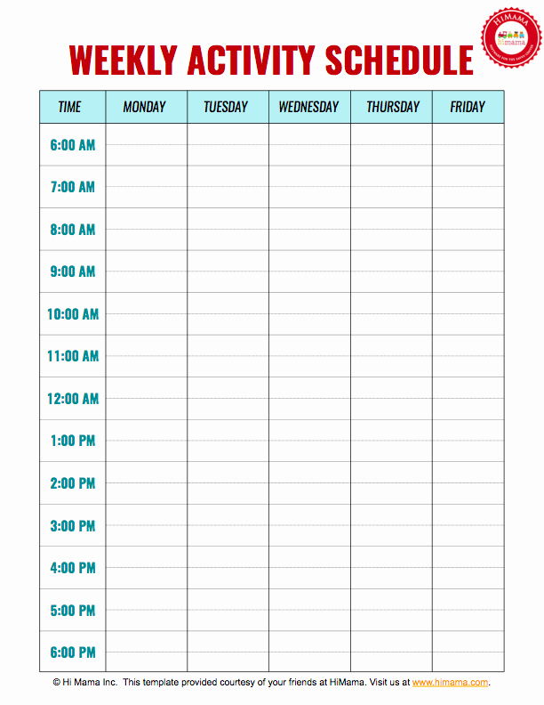 Template for Weekly Schedule Beautiful Daycare Daily Schedule Template