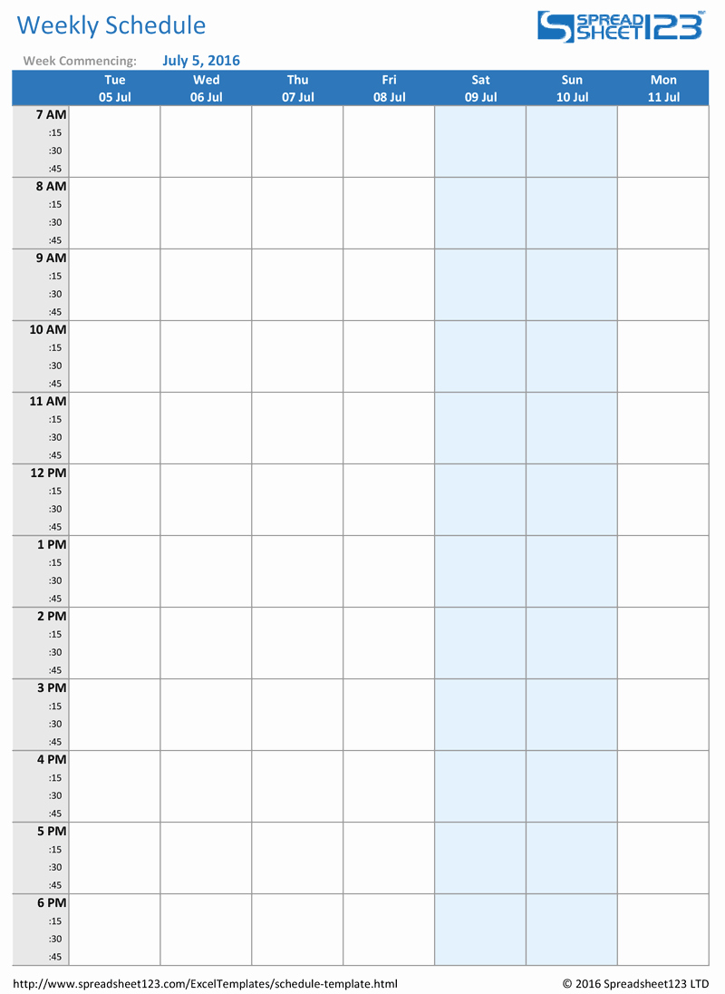 Template for Weekly Schedule Best Of Printable Weekly and Biweekly Schedule Templates for Excel