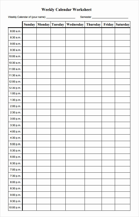Template for Weekly Schedule New Free 20 Sample Weekly Calendars In Google Docs