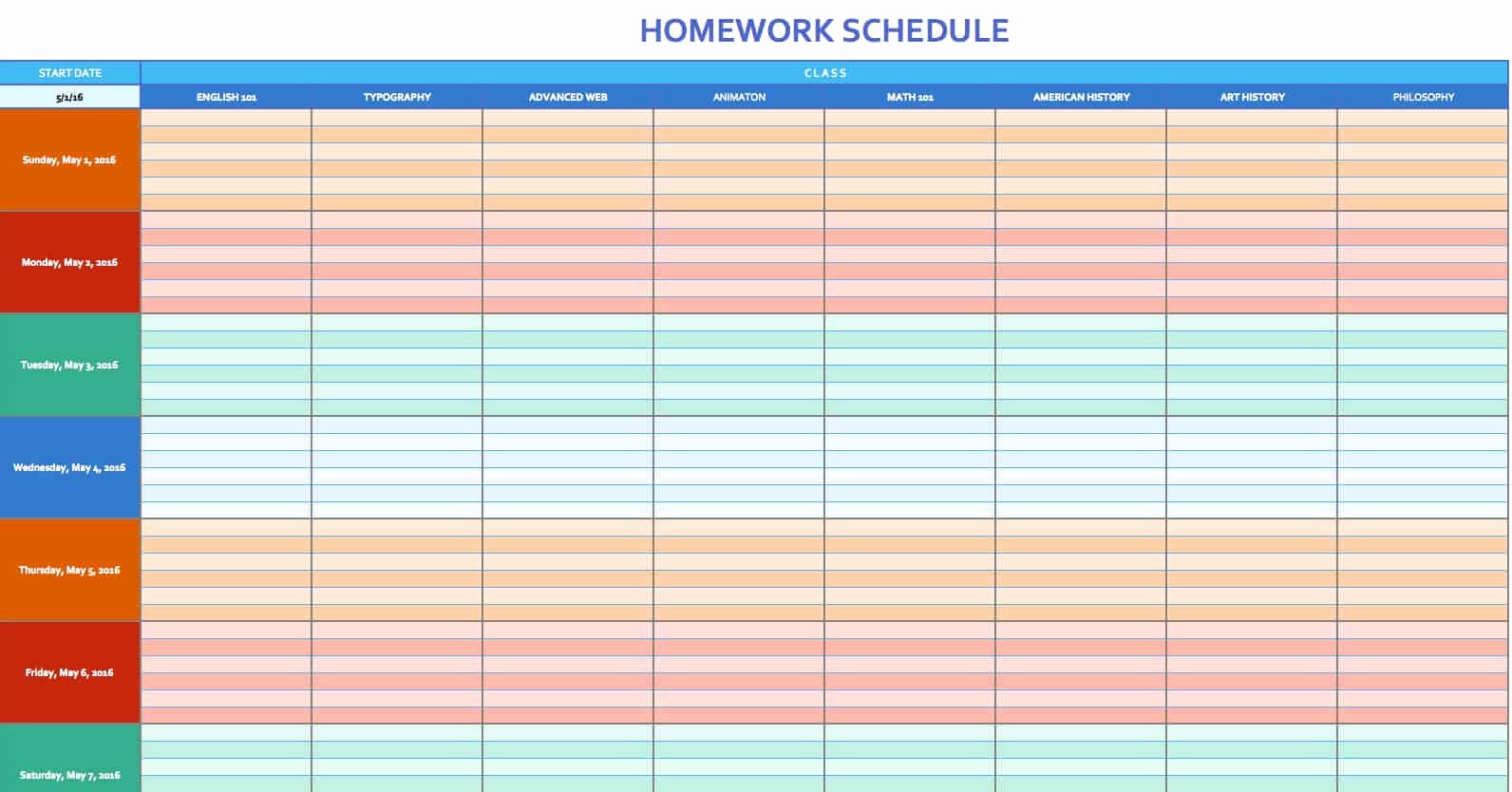Template for Weekly Schedule Unique Free Weekly Schedule Templates for Excel Smartsheet