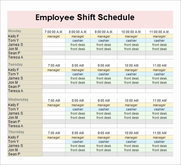 Template for Work Schedule Awesome Free18 Employee Schedule Samples In Google Docs