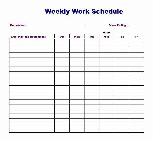 Template for Work Schedule Inspirational Weekly Work Schedule Template 8 Free Word Excel Pdf