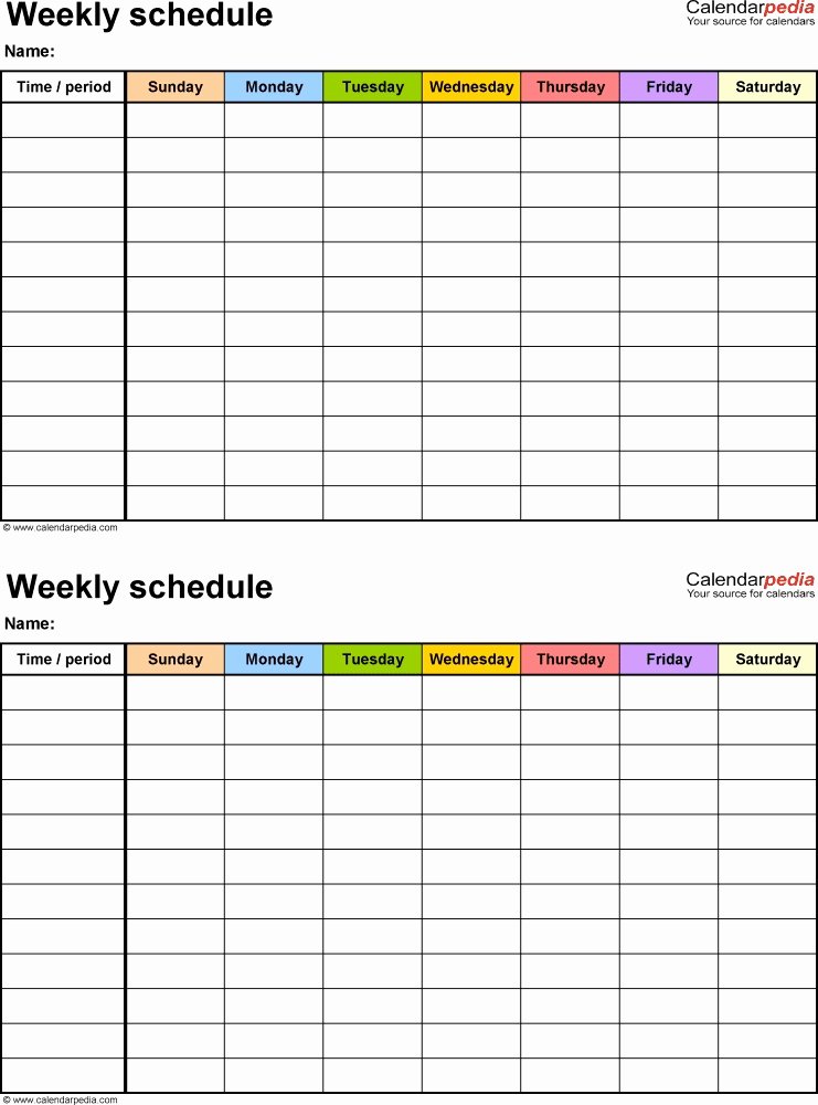 Template for Work Schedule Luxury Weekly Work Schedule Template