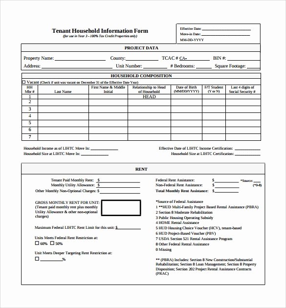 Tenant Information form Template Awesome 11 Tenant Information forms Pdf Word