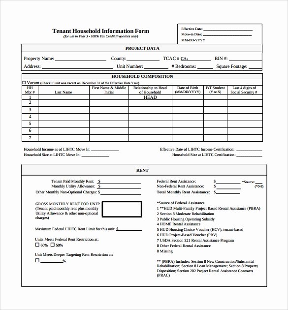 Tenant Information form Template Awesome 11 Tenant Information forms Pdf Word