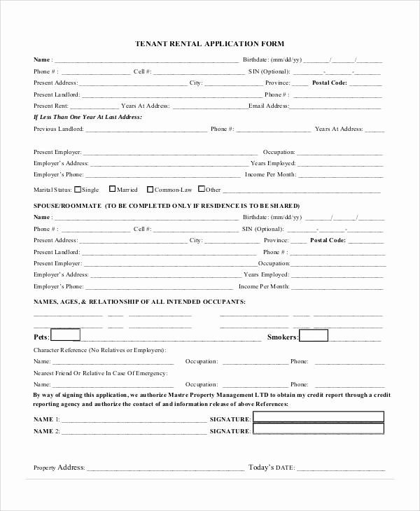 Tenant Information form Template Awesome Agreement form Sample