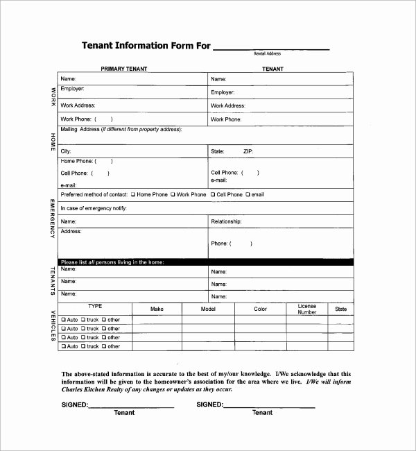 Tenant Information form Template Best Of 11 Tenant Information forms Pdf Word