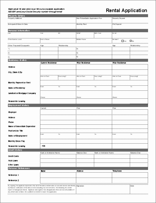 Tenant Information form Template Fresh Generic Job Application form Tario