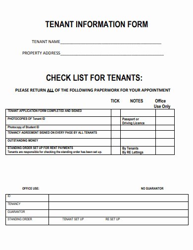 Tenant Information form Template Luxury 18 Tenant Information form Templates In Pdf Doc