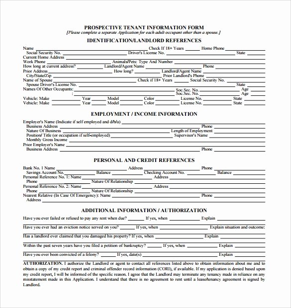 Tenant Information form Template New 11 Tenant Information forms Pdf Word