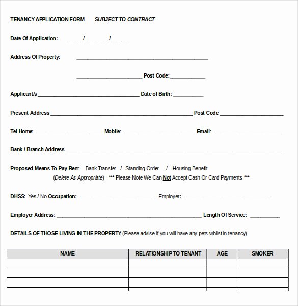 Tenant Information form Template Unique 10 Word Rental Application Templates Free Download