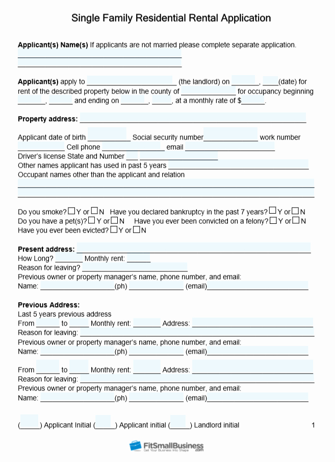 Tenant Information form Template Unique Rental Application form [ Free Templates]