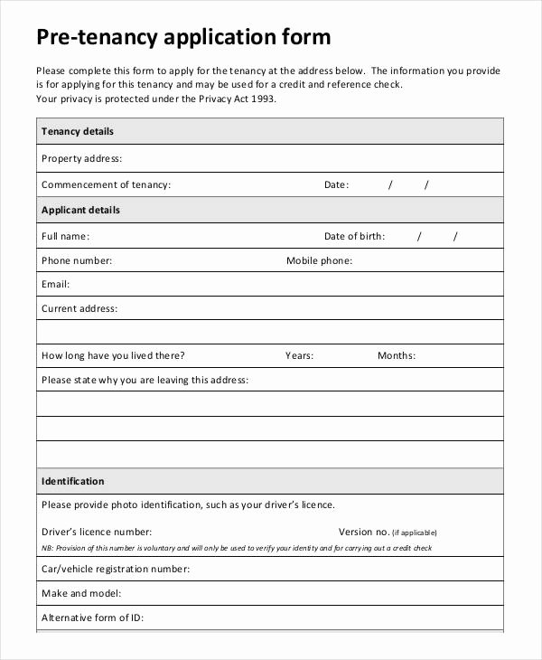 Tenant Information Sheet Template Best Of Tenant Application form 9 Free Word Pdf Documents