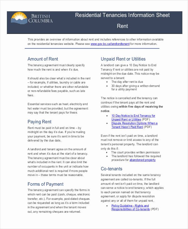 Tenant Information Sheet Template Fresh 42 Information Sheet Templates