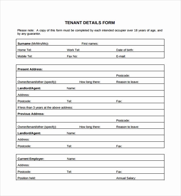 Tenant Information Sheet Template Lovely 11 Tenant Information forms Pdf Word