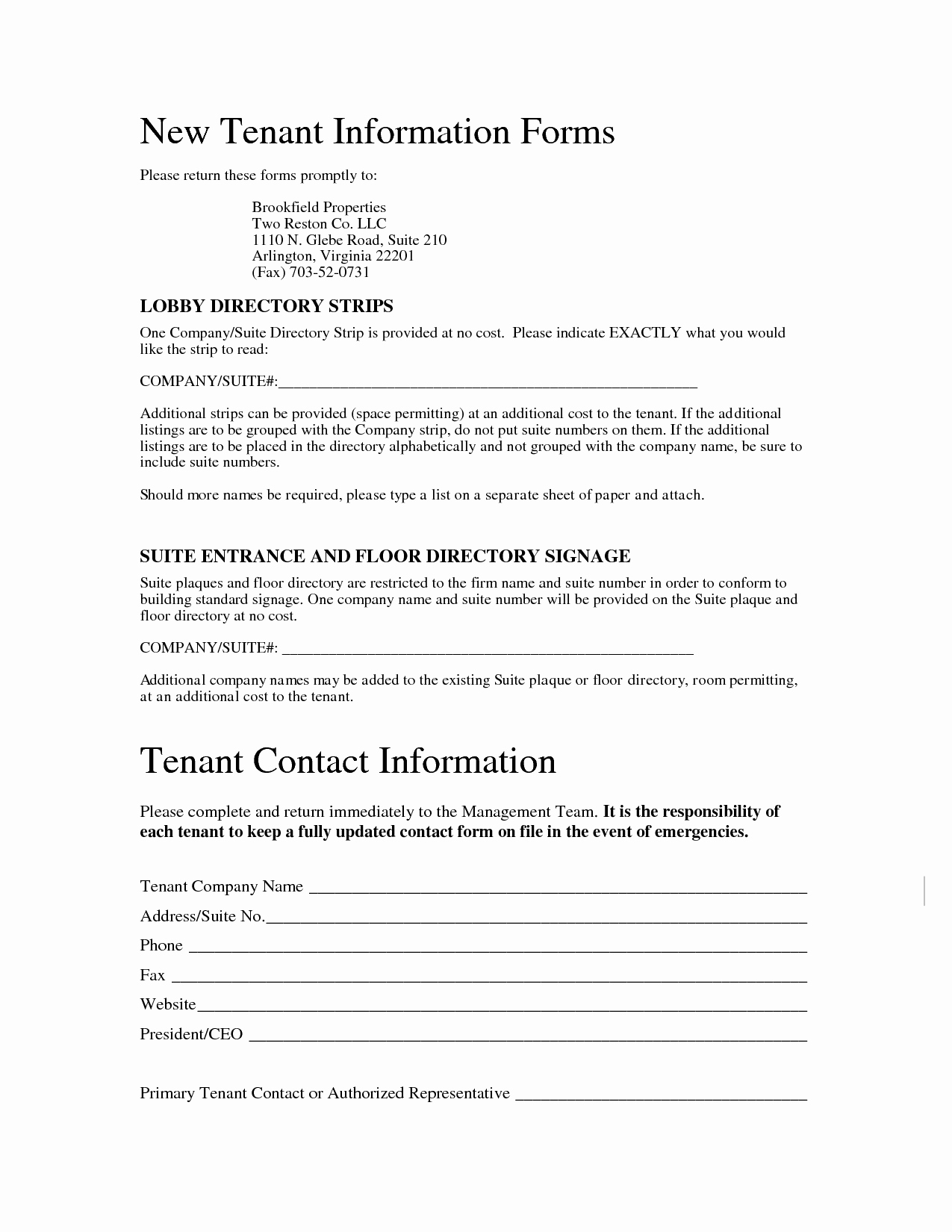 Tenant Information Sheet Template Luxury Best S Of Renter Information form Tenant