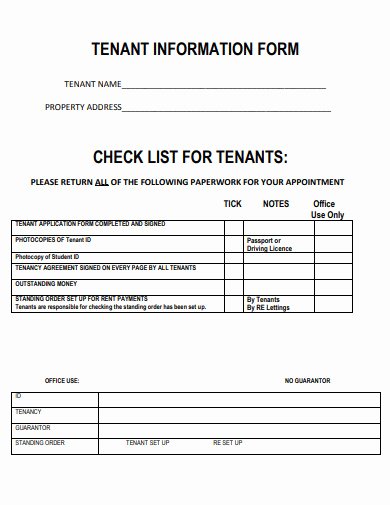 Tenant Information Sheet Template New 18 Tenant Information form Templates In Pdf Doc