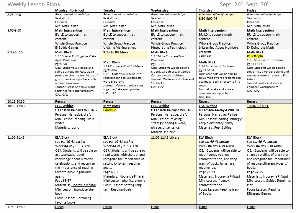 Texas Lesson Plans Template Elegant 5 Ponents to A Great Weekly Lesson Plan