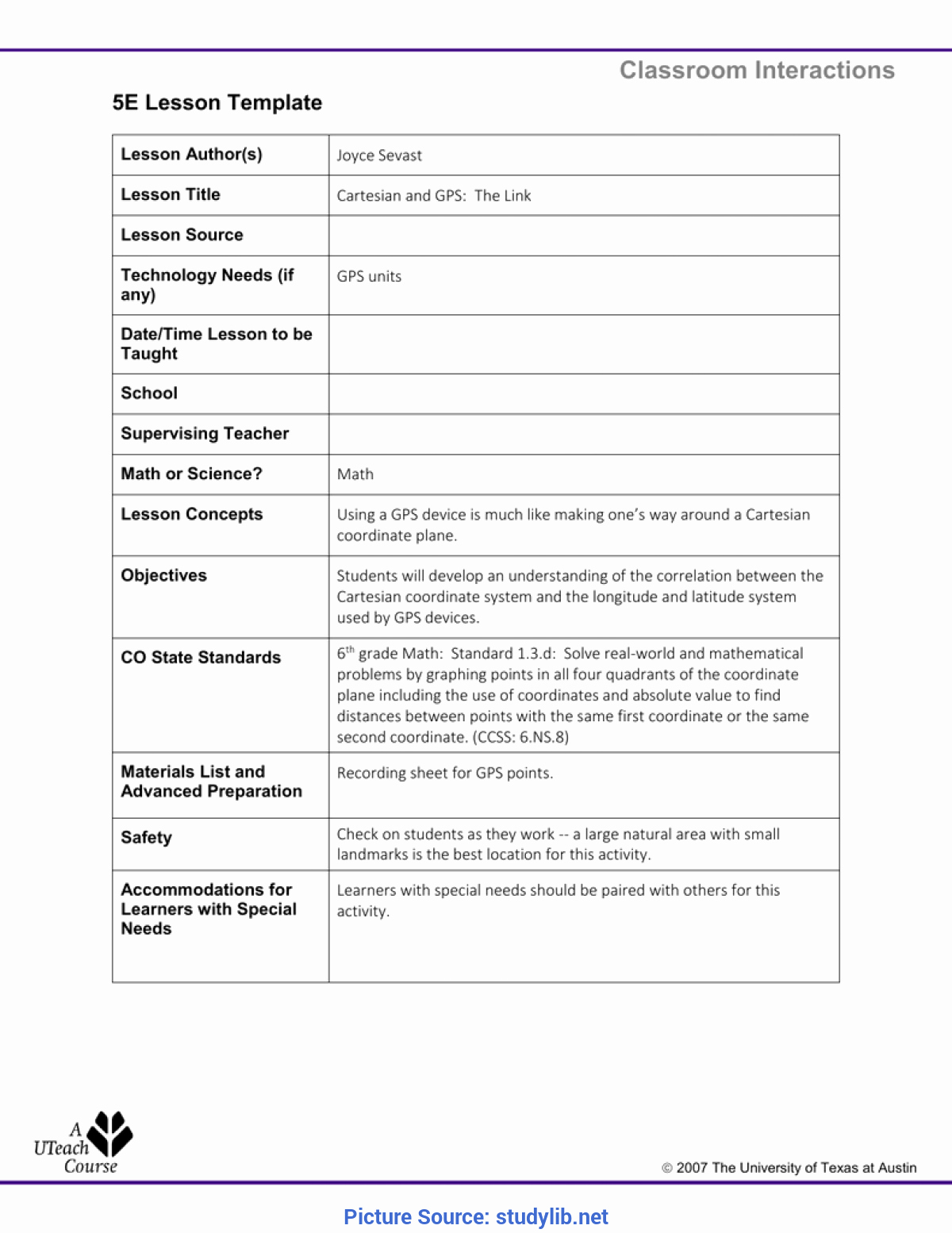 Texas Lesson Plans Template Inspirational 5e Lesson Plan Instruction Model and Application