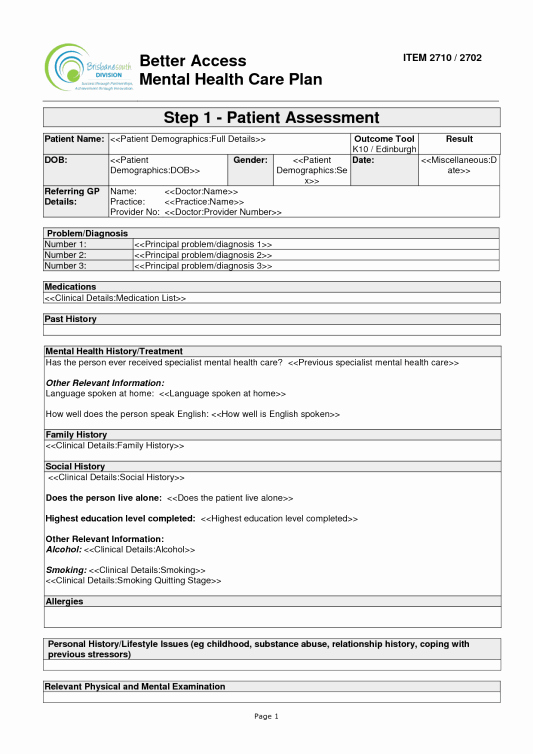 Therapist Treatment Plan Template Lovely 38 Free Treatment Plan Templates In Word Excel Pdf
